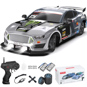 Dollox Remote Control Car 1/16 Scale RC Drift Car 2.4GHz 4WD High Speed 18+KM/H Vehicle with LED Lights and Spray, Extra Driftin