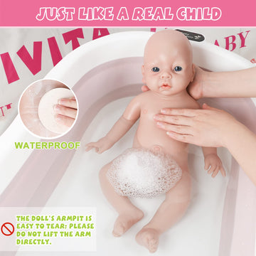 Ivita 19 Inch Full Body Silicone Reborn Baby Doll Boy,Not Vinyl Material Dolls,Platinum Silicone Doll,Lifelike Newborn Baby Doll