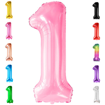Katchon, Light Pink 1 Balloon Number - 40 Inch | Number 1 Balloons For 1St Birthday Party Supplies | Light Pink One Balloon For First Birthday | 1St Birthday Balloon, 1St Birthday Decorations Girl