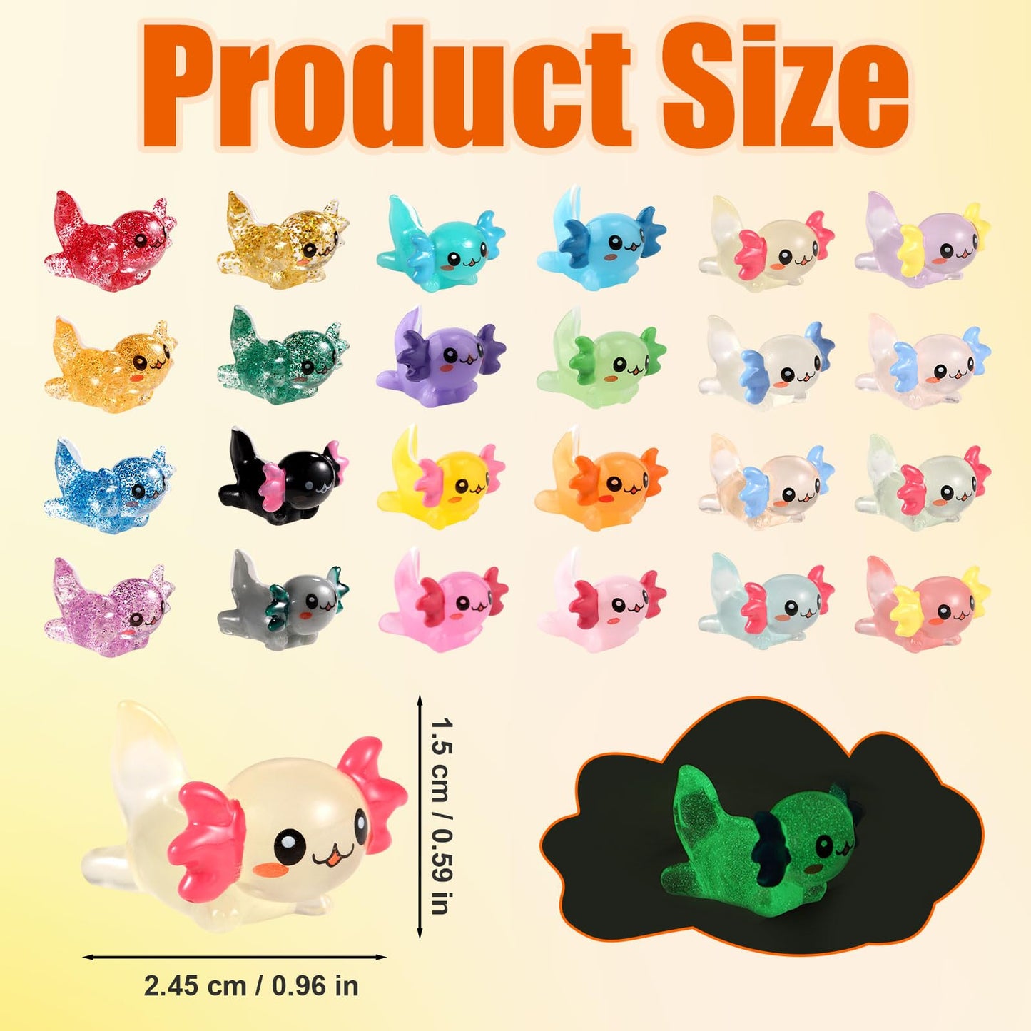 XIHIRCD 72pcs Mini Resin Axolotl Figurines, 2.45x2.25x1.5cm, Multicolor, Model 29458, Perfect for DIY Craft
