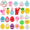 Lokipa 24Pcs Easter Mochi Squishy Toys, Easter Squishy Toys For Kids Easter Basket Stuffers Egg Fillers Gifts Party Favors