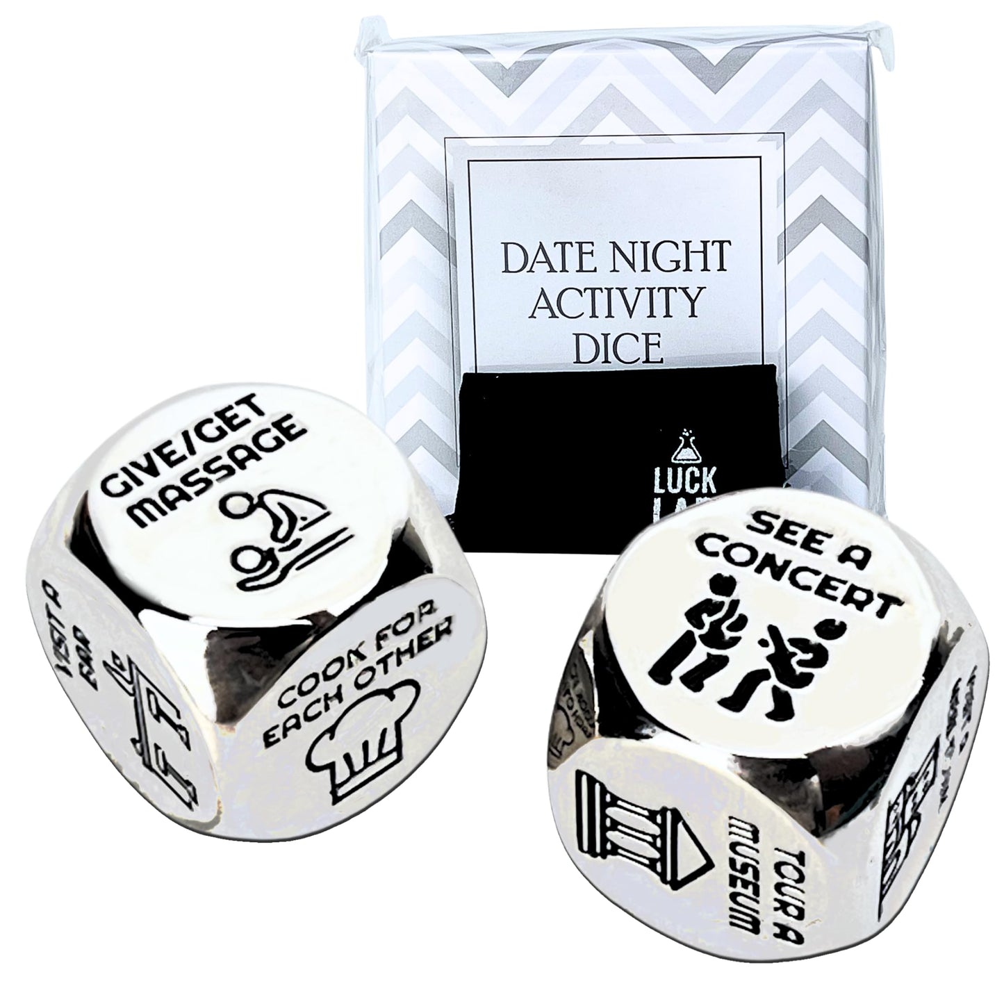 Luck Lab Date Decider Dice - Date Night Dice with Velvet Storage Bag (Date Night Activity Decider Dice)