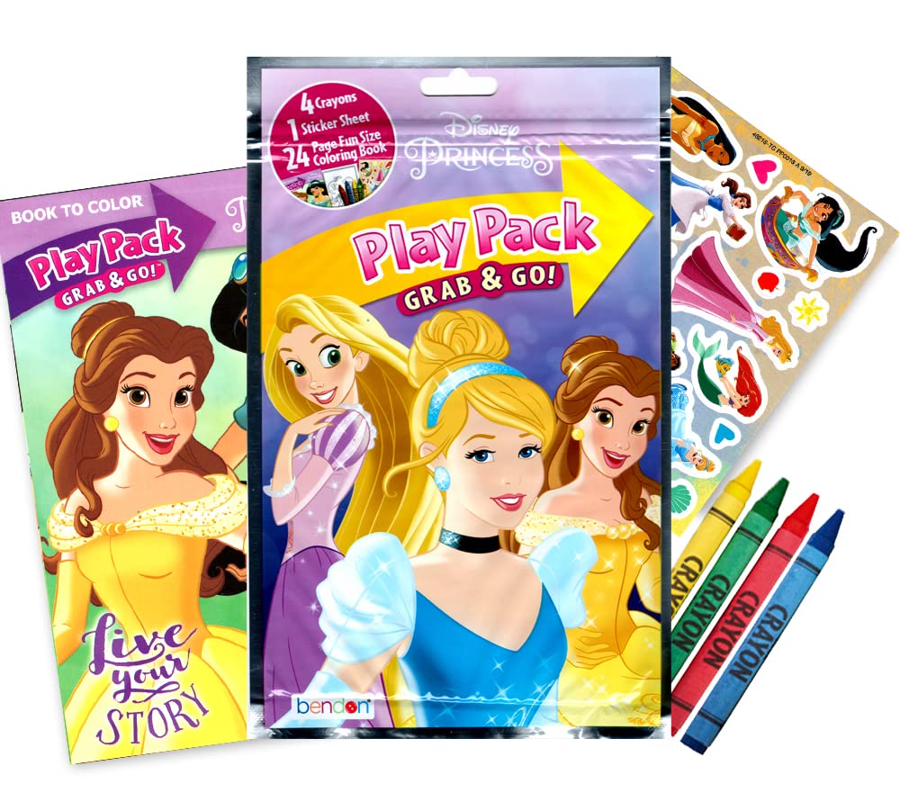 Disney Princess Coloring Book and Sticker Activity Set for Kids - Bundle with Princess Books, Princess Imagine Ink, Stickers, an
