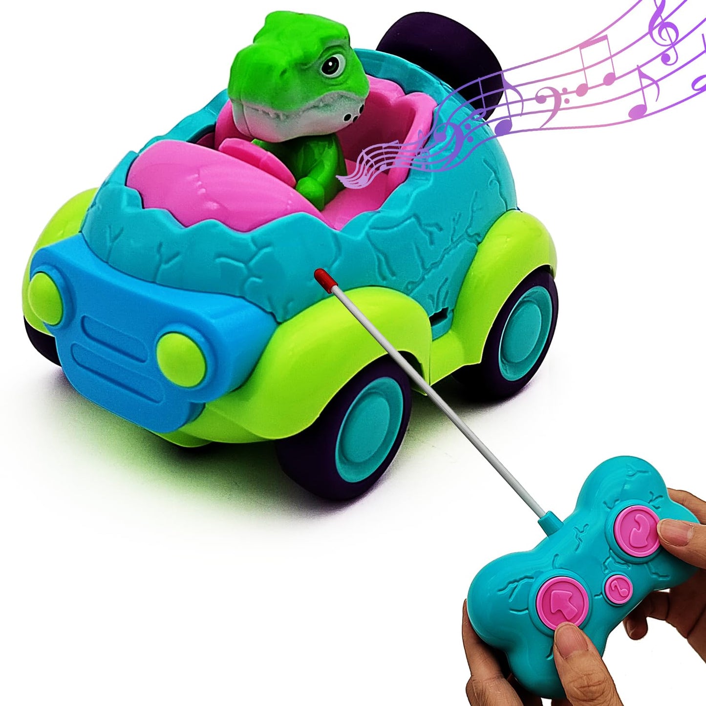 Tipmant Cute Rc Car Vehicle Radio Remote Control Dinosaur Dino Animal Baby Toddler Little Kids Birthday Gifts (Green)