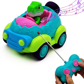 Tipmant Cute Rc Car Vehicle Radio Remote Control Dinosaur Dino Animal Baby Toddler Little Kids Birthday Gifts (Green)