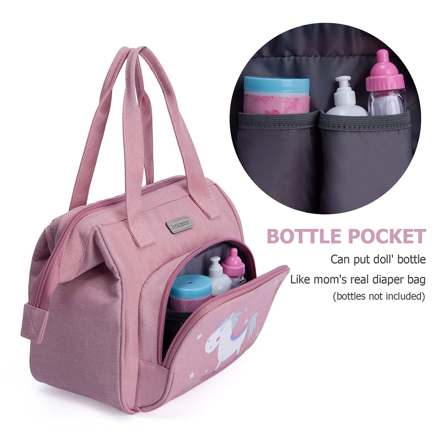 Bebamour Baby Doll Bag With Doll Changing Pad Carry Baby Doll Accessories Fashion Kids Bag (Bag)