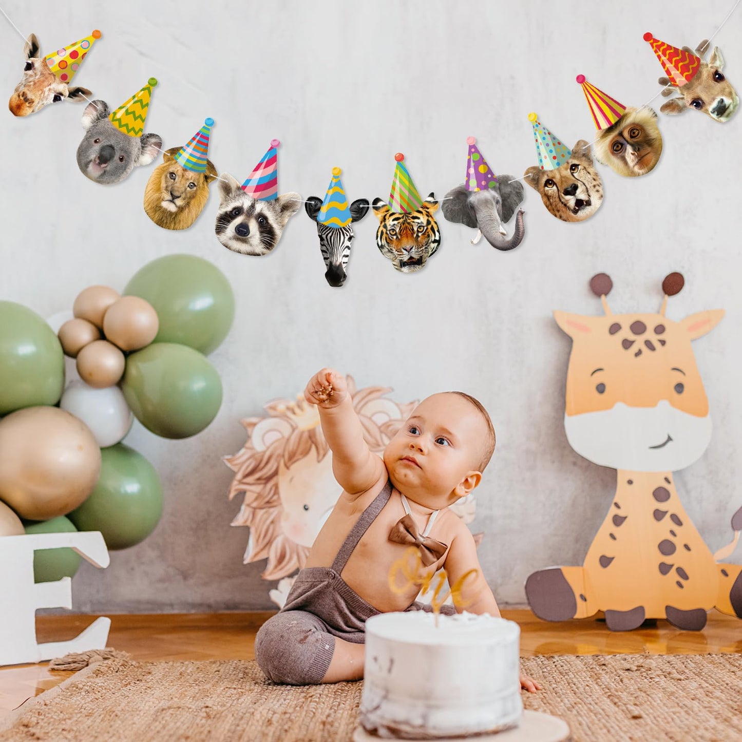 Safari Animals Happy Birthday Banner Wild Zoo Jungle Animals Decorations for Kids Safari Animals Party Decorations Woodland Anim