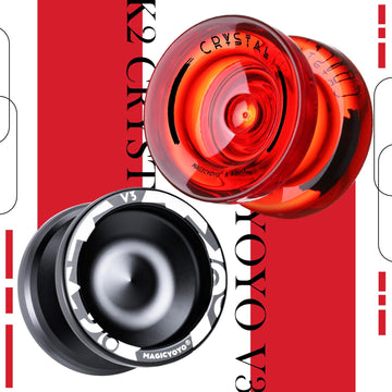 ShungRu Yoyo 2 Pack Responsive for Kids, V3 Black & K2 Red, Professional Metal & Crystal YoYos, 12 Strings, 2 Cases, Bearing Tool