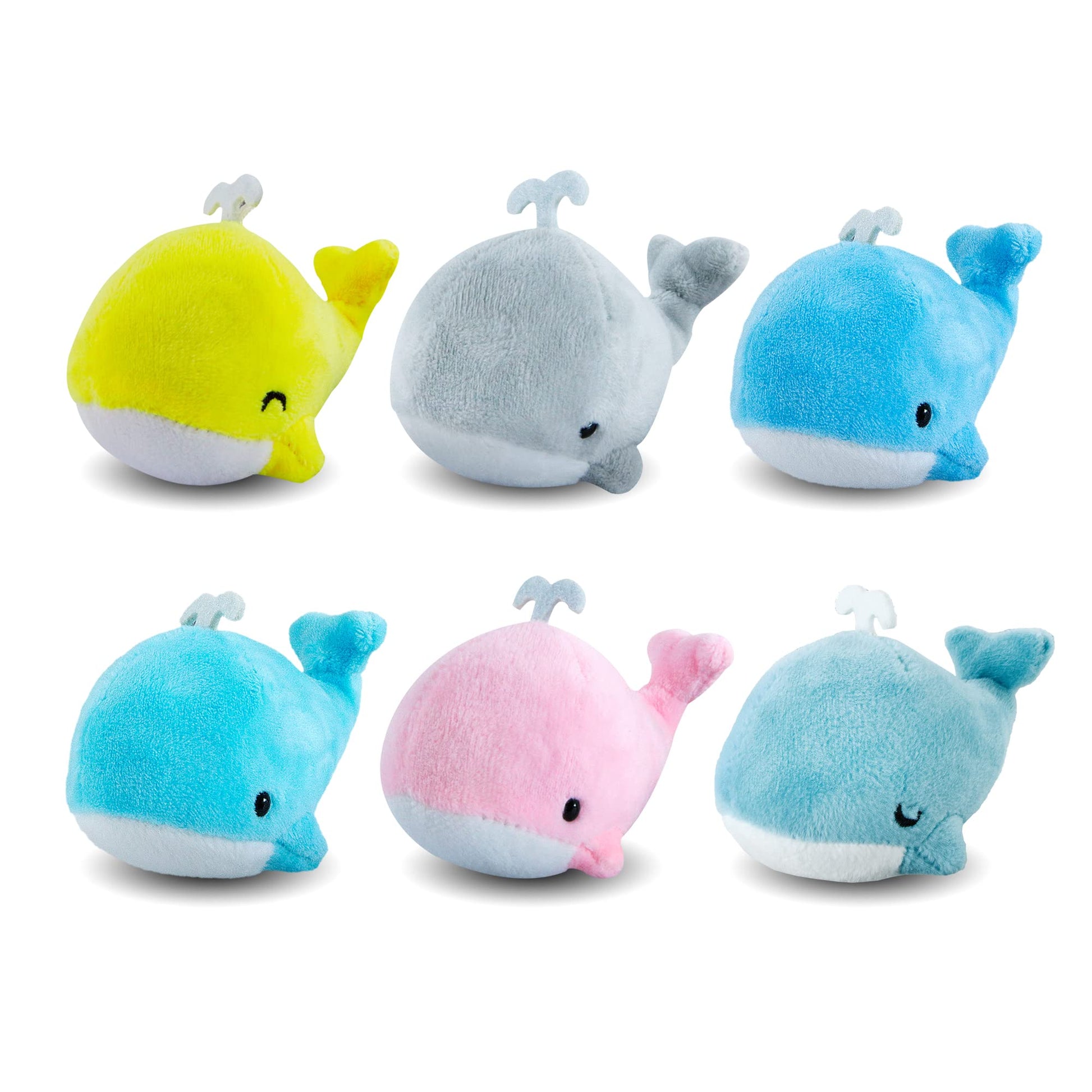 Whale Plush Toy Set BB FUNHOUSE 6 Packs Soft Easter Animal Stuffed Plush Key Chain Set Goodie Bag Fillers Party Favor Carnival Prizes for Kids Boys and Girls  3.14inch