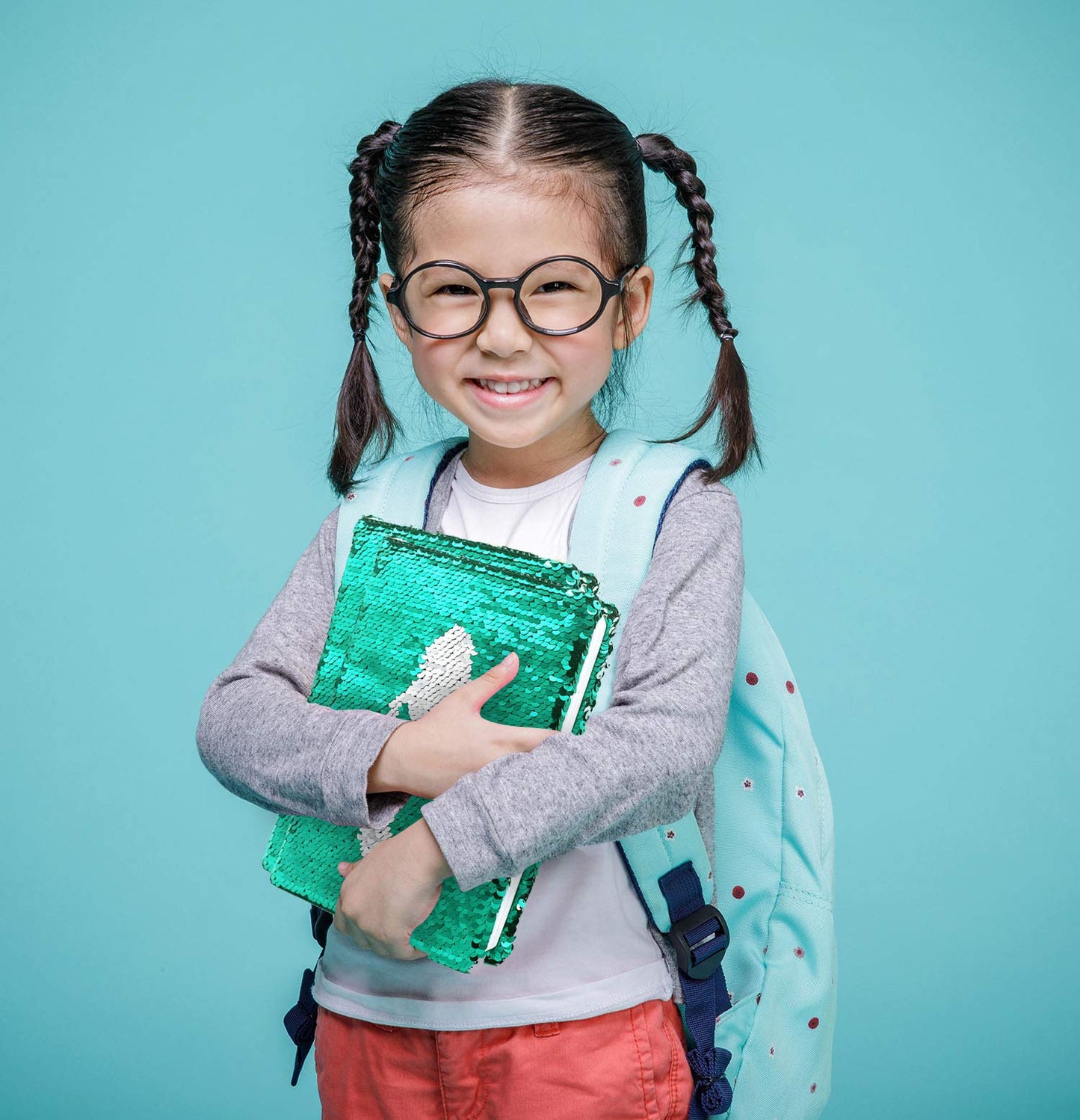 Sequin Girls Journal For Kids, 8.5X5.5 Inches 160 Lined Pages Diary For Girls Mermaid Reversible Flip Sequence Notebook For Teenage Pre School Writing Drawing Travel Gifts (Jellyfish Green-Sliver)