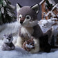Honoson 5 Pcs Wolf Plush Toy Set 14 Inch Mommy Wolf Stuffed Animal With 4 Baby Wolves Soft Wolf Plushie For Wolf Lover Boys Girl