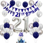 21St Birthday Decorations For Him, Blue Happy 21St Birthday Banner With Navy Blue Silver 21St Birthday Balloons 21 Birthday Cake