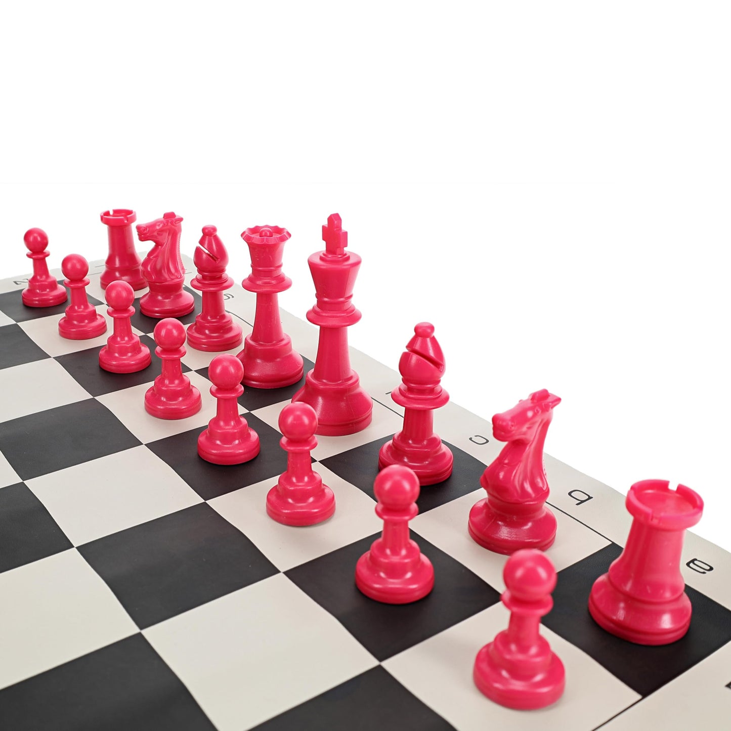 We Games Color Bright Plastic Staunton Tournament Chess Pieces With 3.75 In. King - Half Chess Set Of Chess Pieces Only, Pink