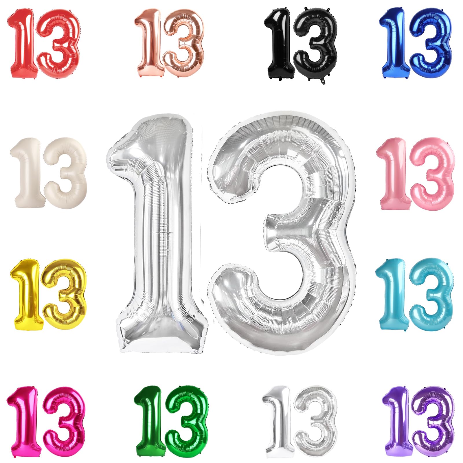 13 Balloon Number, Silver Number 13Th 31Th Birthday Balloons 40 Inch, 13 Or 31 Years Old Silver Birthday Decorations For Boys Gi