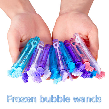 32 Pieces Frozen Bubble Wands,6 Color Mini Snowflake Bubble Wands Kids Party Favors,For Birthday Party,Theme Party,Summer Outdoo