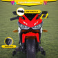 Blitzshark 12V Electric Motorcycle  Kids Motorcycle with Training Wheel  7AH Battery Ride On Motorbike for Kids  3.2 MPH Max Speed  Twist Grip Throttle  Soft Tires Extra Long Seat  Red and White