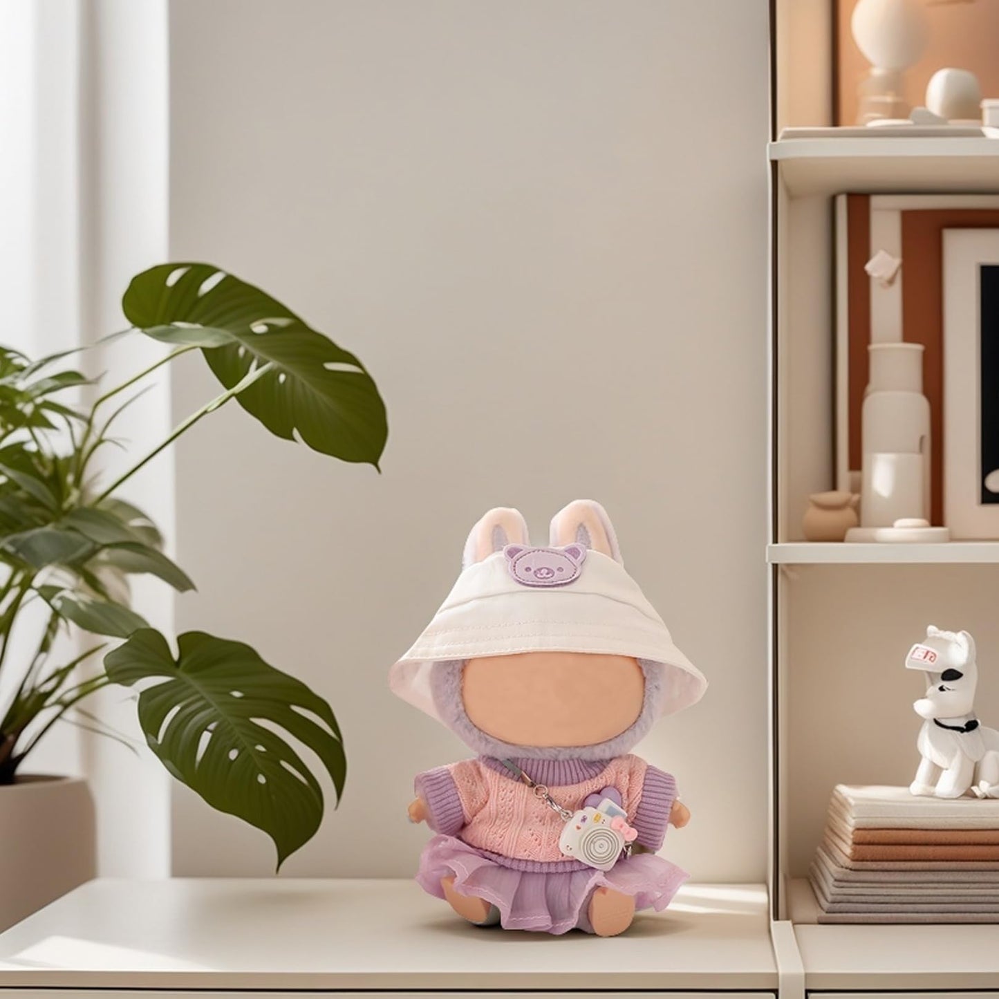 Mrwtesio Doll Clothes for Lububu  enhanced 5-Piece Lububu Outfits Set  7 Inch Lububu Clothing Accessories (No Doll) (Purple)