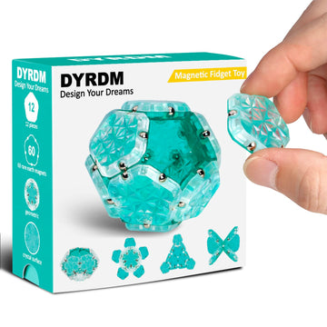 Dyrdm Magnetic Fidget Sphere 12 Pcs Magnetic Pentagons Magnet Sphere Fidget Toys Magnetic Building Blocks Stress Relief Desk Toys For Adults Green