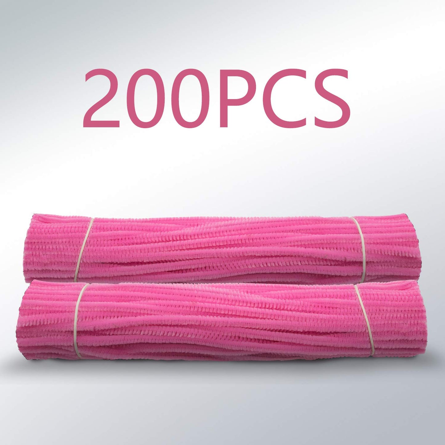 Waycreat 200 Pieces Pipe Cleaners Pink Chenille Stem for DIY Art Craft Decorations (6mm x 12 Inch)
