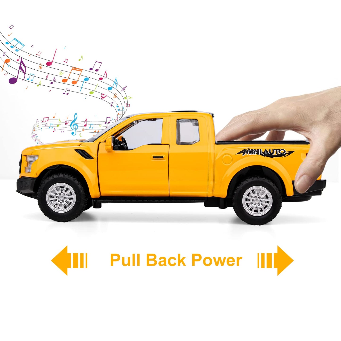 SASBSC F150 Pickup Truck Toys for Boys Age 3-8 Raptor Toy Trucks for Boy Ages 4-7 Diecast Metal Model Truck with Light and Sound