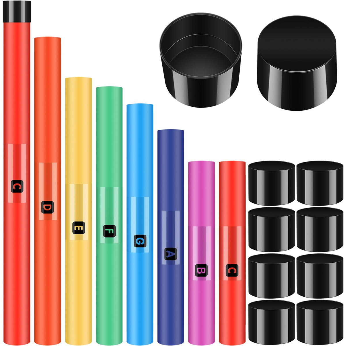 Silipull 8 Pcs Musical Sound Tube Percussion Tube Set With Percussion Caps Music Instruments For Outdoor Classroom