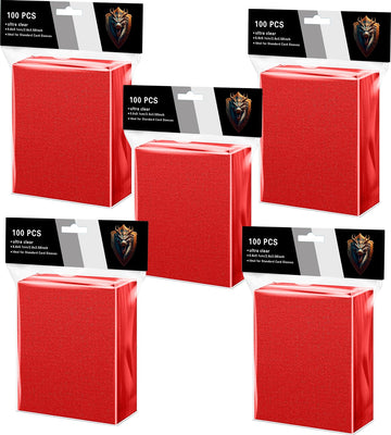 500Ct Matte Black Red Card Sleeves For Trading Cards, Soft Anti-Slip Tough Premium Tcg Standard Card Penny Sleeves Compatible Wi