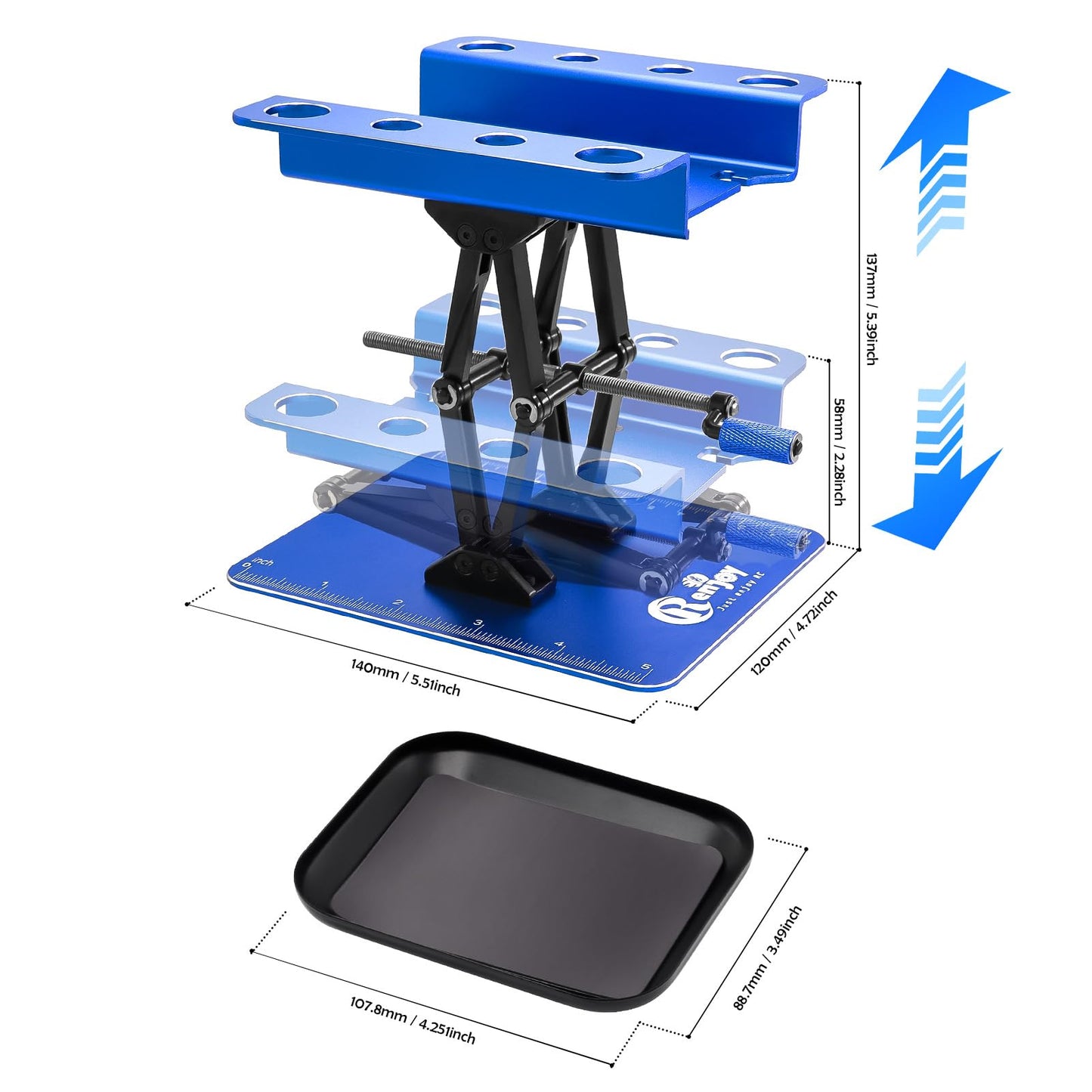 RC Car Work Stand Aluminum Repair Workstation Lift Lower with Screw Tray for Traxxas TRX4 Axial Arrma Redcat Losi 1/8 1/10 1/12