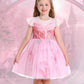 Marendyee Pink Witch Dress For Girls Halloween Costume Kids Tulle Dresses Flutter Sleeve (6-7 Years)