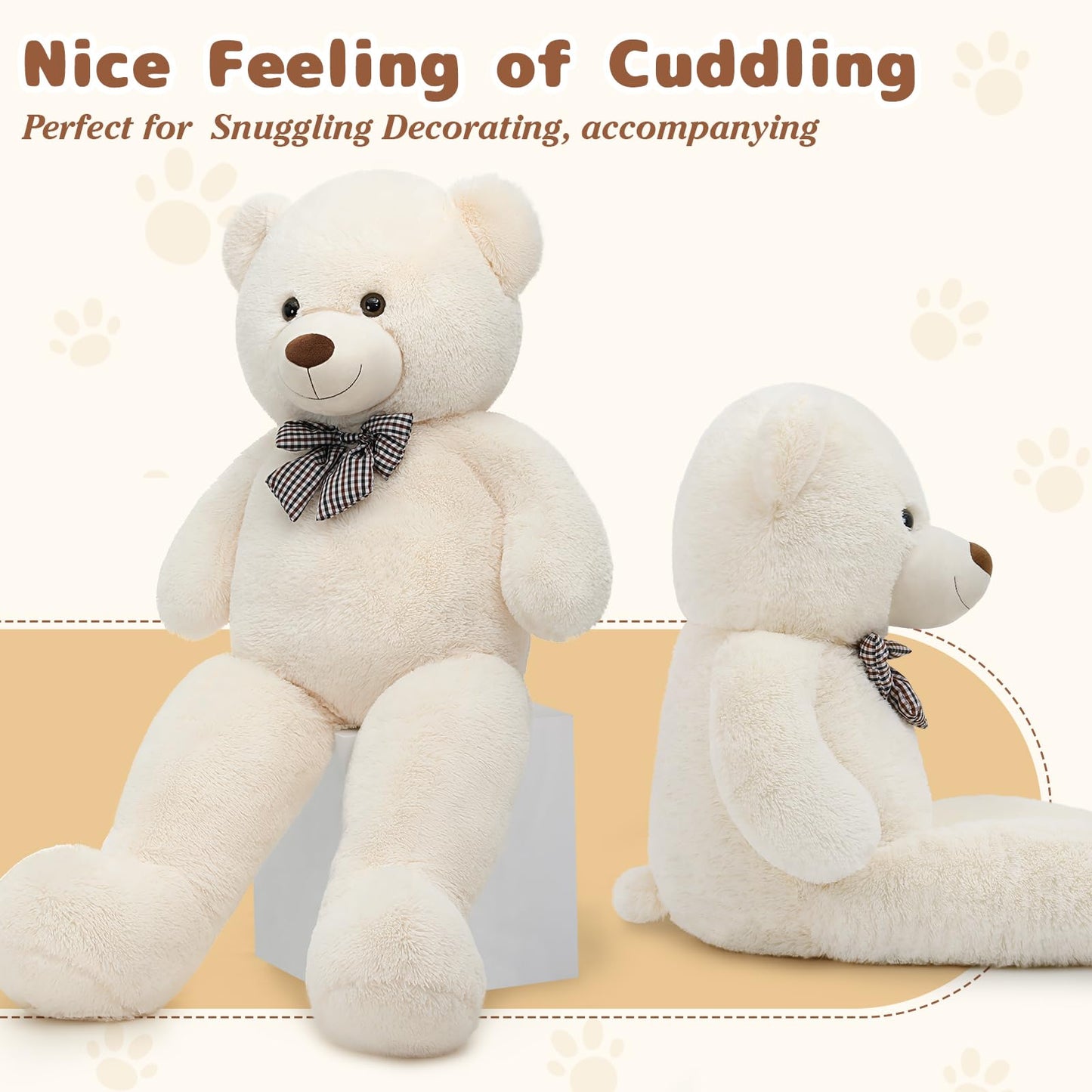 Maogolan Life Size Giant Jumbo Teddy Bear 55 Inch Big Stuffed Animals Chucky Plush Large Bear Gift For Girls Teens Boys Children Girlfriend Boyfriend Wife Gf