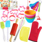 Kids Baking Set Real Cooking Kit Supplies with Kids Apron, Chef Hat, Oven Mitt, Recipes and Kitchen Accessories Tools for Toddle