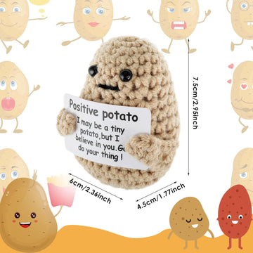 Grevosea 2 Pieces Mini Funny Knitted Potato, 3 Inch Potato Doll Crochet Cute Wool Funny Knitted Doll With Active Card Cheer Up Gifts For Christmas Birthday Friends Party Decoration Encouragement