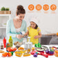 Kidsciety Pretend Play Kitchen Accessories, 52pc Kids Kitchen Playset with Play Food, Stainless Steel Cookware, Kitchen Toys Pot