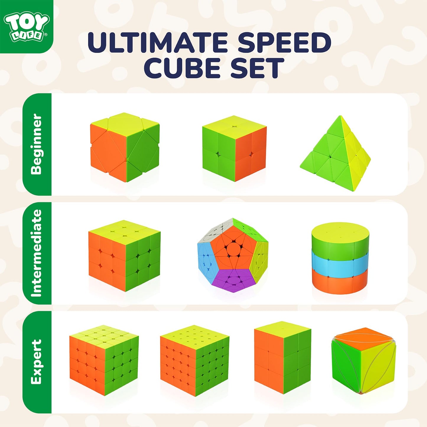 STEAM Life Speed Cube Set 10 Pack Magic Cube | Includes Speed Cubes 3x3  2x2  4x4  Pyramid Cube  Megaminx Cube Puzzle Cube Bundle Collection Cube Toys Gift for Kids & mature-themeds