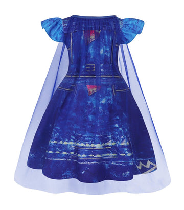 Wonderbabe Descendants Girls Evie Cosplay Costume Dress Princess Birthday Party Dress Up Clothes Halloween Outfits With Cape Size 9-10