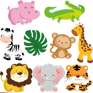 Festiko27 Pieces Jungle Themed Party Decorations, Jungle Animals Cutouts Animals Theme Party Signs Paper Cutouts For Theme Party