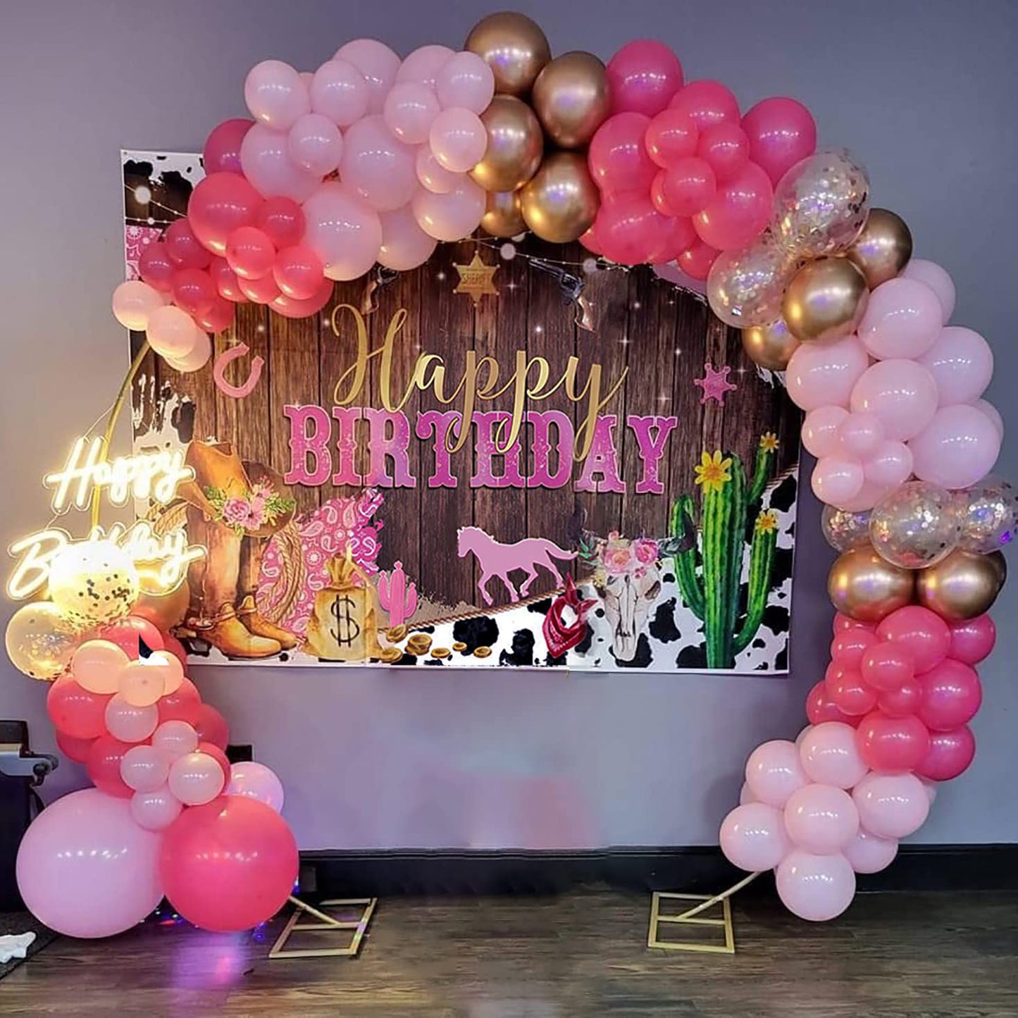 Mocsicka Western Cowgirl Birthday Backdrop Happy Birthday For Girl Party Decorations Banner Rustic West Rodeo Boot Country Birth