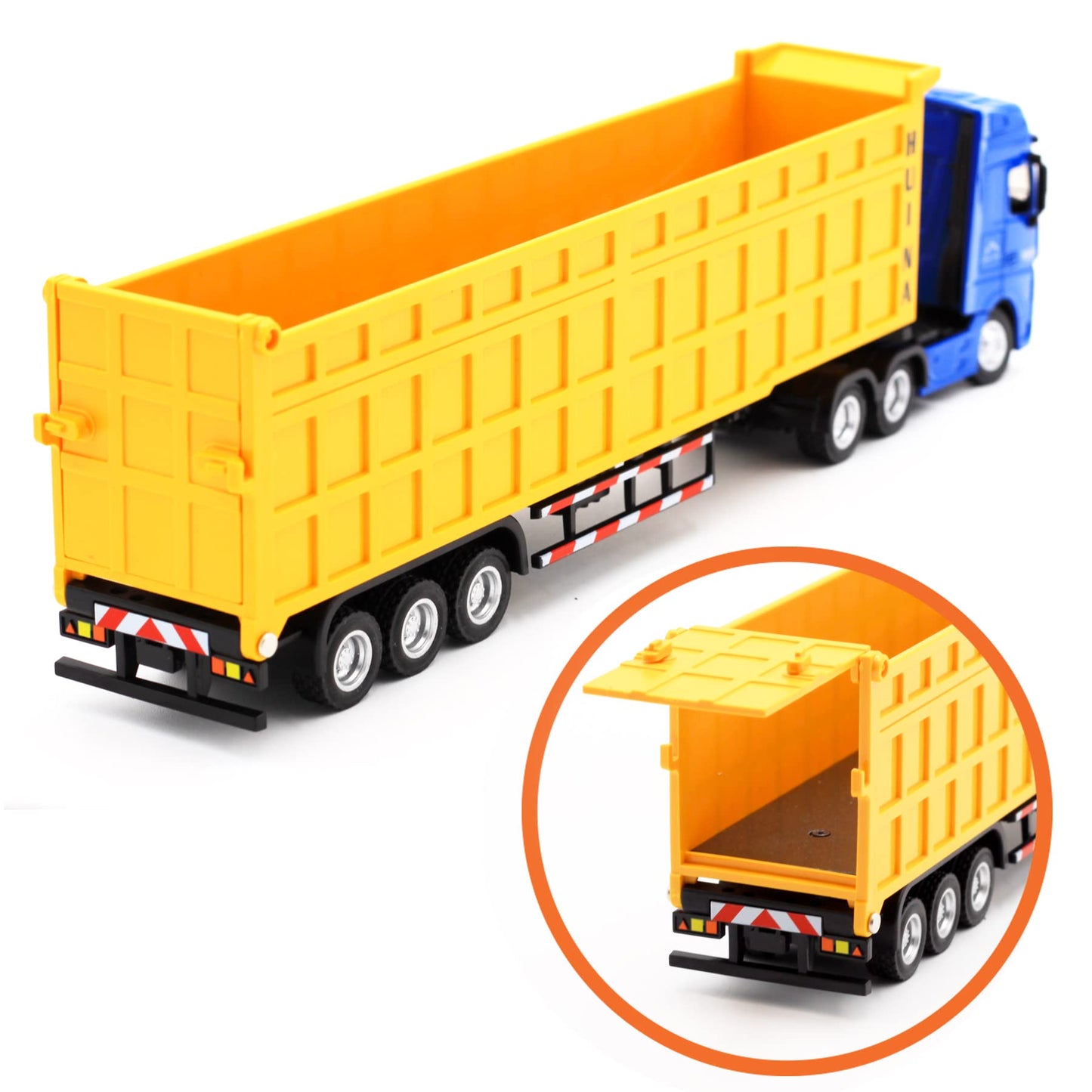 Qcar Dump Trailer Truck Vehicles Toys,1:50 Scale Dump Truck with Trailer, Toy Trucks for Kids