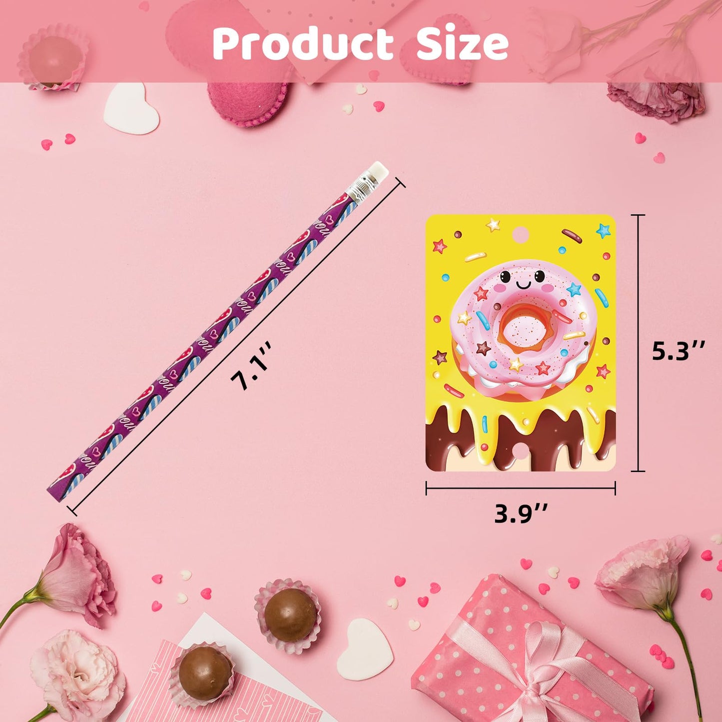 Treasure Cove Valentines Day Cards with Pencils Valentines Day Classroom Exchange Cards for Students School Party Favors 28Pcs