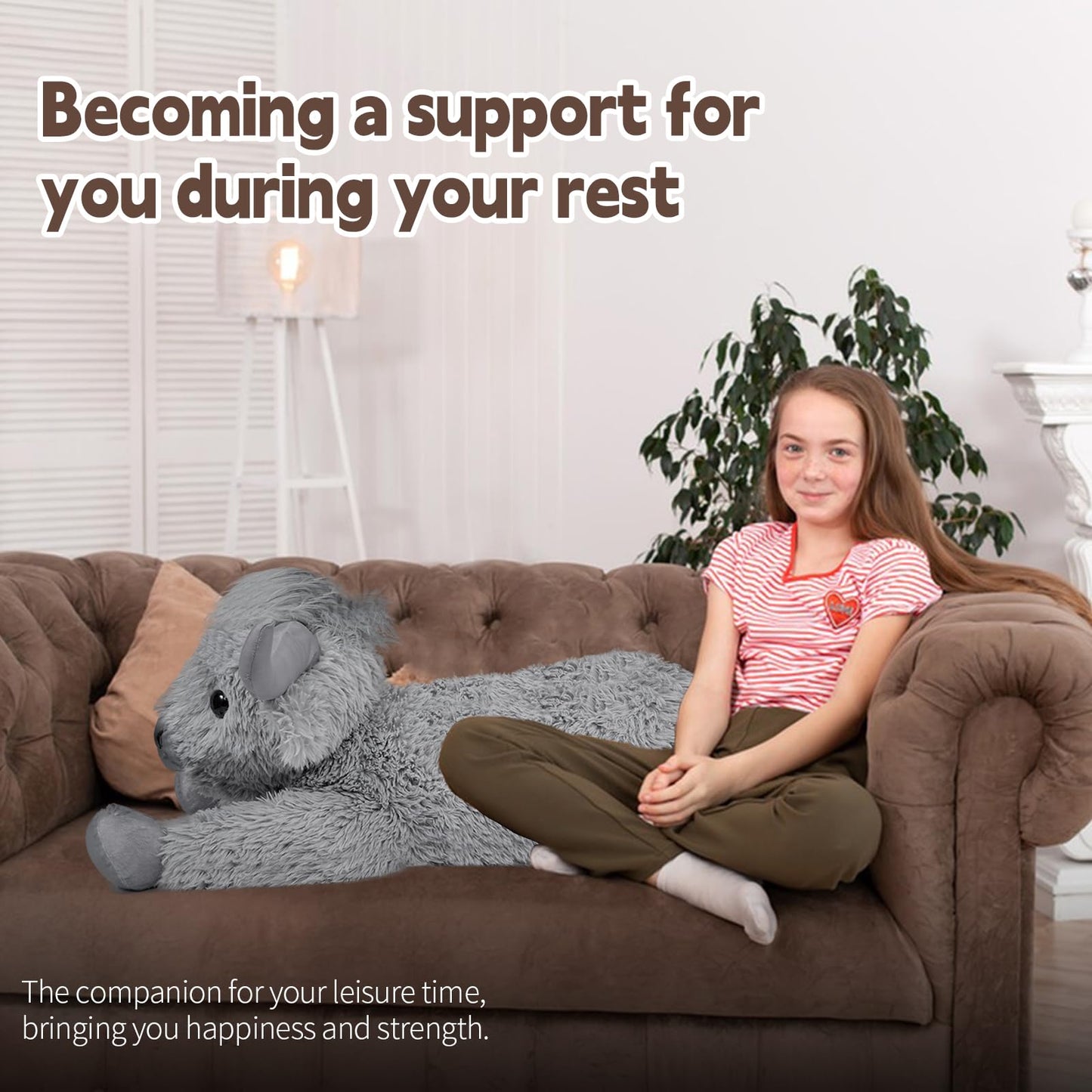 Wdxdsob Highland Cow Stuffed Animal - 38.5'' Grey Giant Cows Plush Toy Gift For Kids & Adults, Cattle Decorations Pillows Living