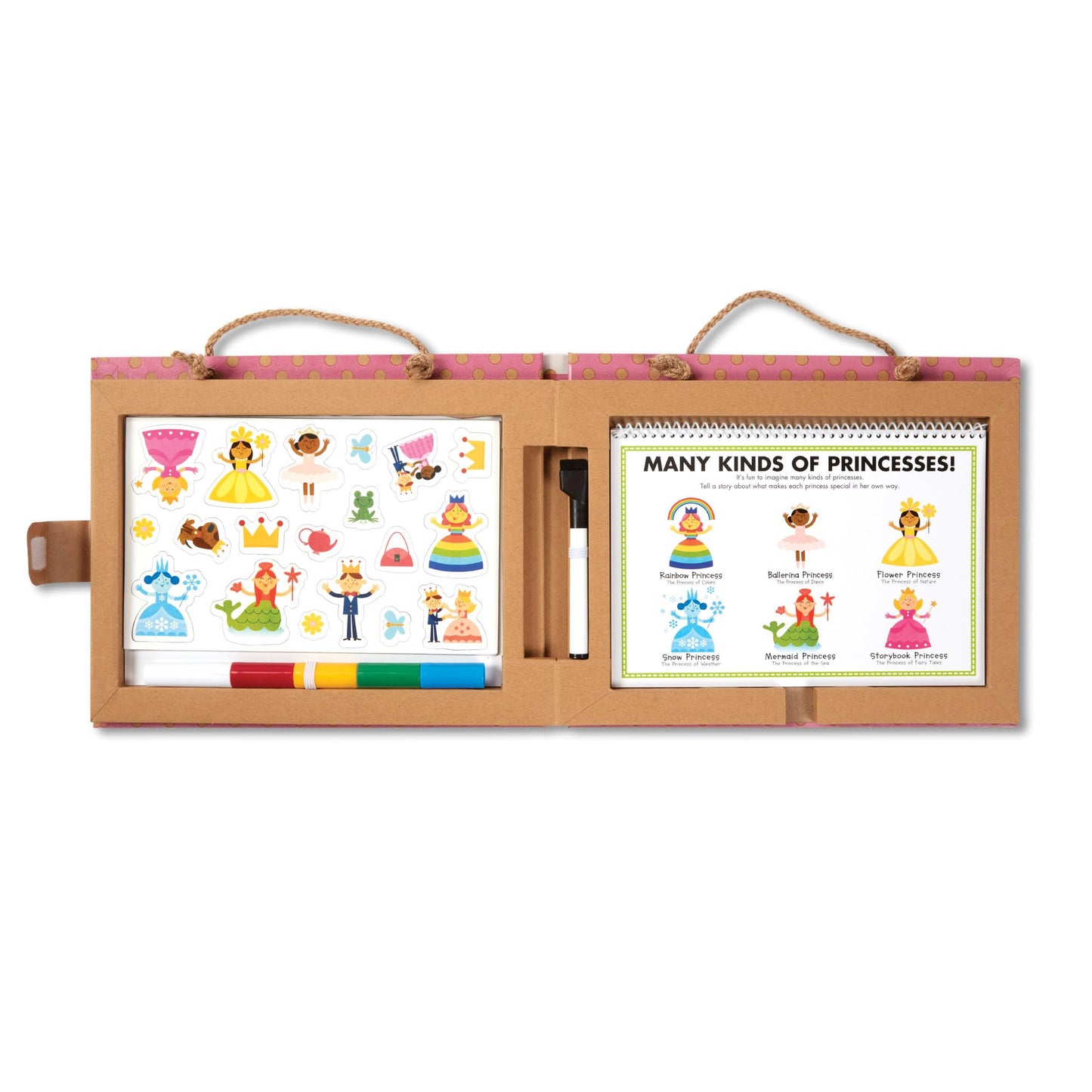Melissa & Doug Natural Play: Play, Draw, Create Reusable Drawing & Magnet Kit - Princesses (54 Magnets, 5 Dry-Erase Markers) - F