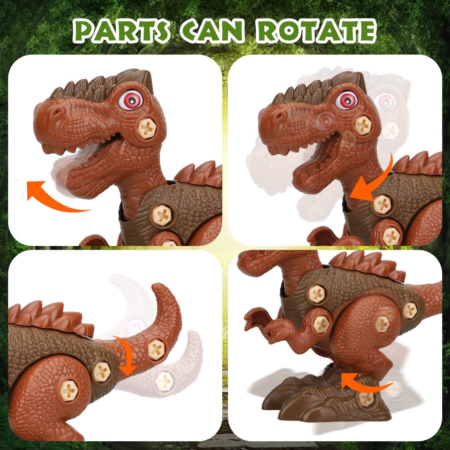 TOY Life 4-Pack Take Apart Dinosaur STEM Toys for Ages 3-12, Educational Building & Construction Set, Toddler Boys Gift, Prescho