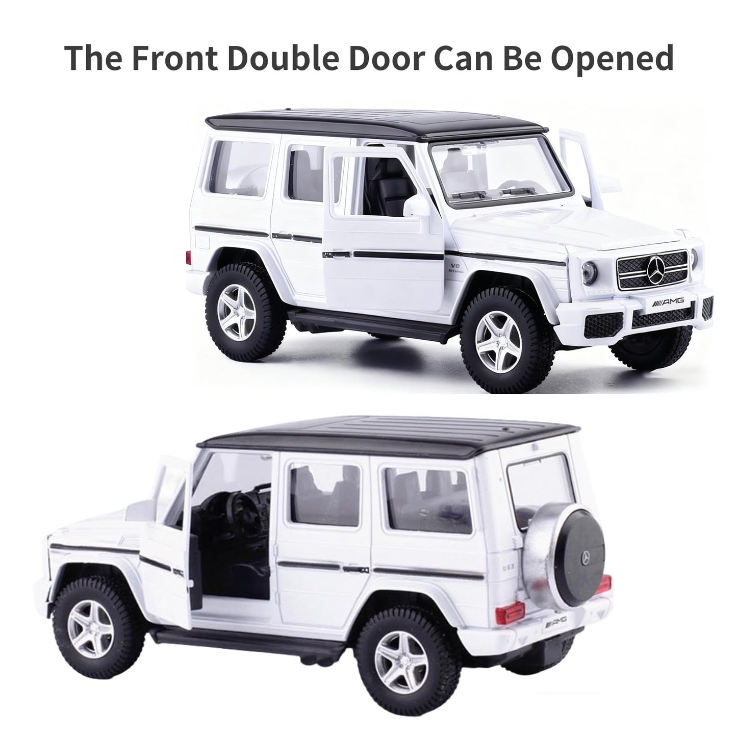 Car Toys for 3 4 5 Year Old Girls Gifts,1/36 Scale G63 Diecast Metal Model Car,Pull Back Cars Toys for Toddler Kids Age 3-6(Whit