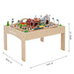 Teamson Kids Train Table Set With 85 Pieces, Preschool Play Lab Activity Table With Wooden Trains, Cars, Railroad, Town Scenery, & More For Kids & Toddlers, Wood Color