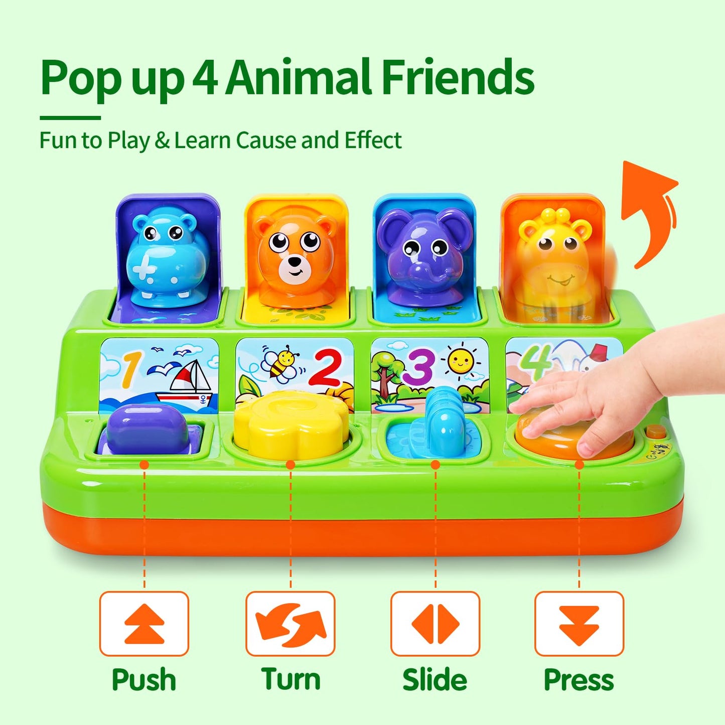 Fs Toddler Pop Up Toy With Music And Light, Cause And Effect Toys For 6 9 12 18 Month Old Baby Toys, Early Learning Educational Toys For 1 2 3 Year Old Boy And Girls Gifts