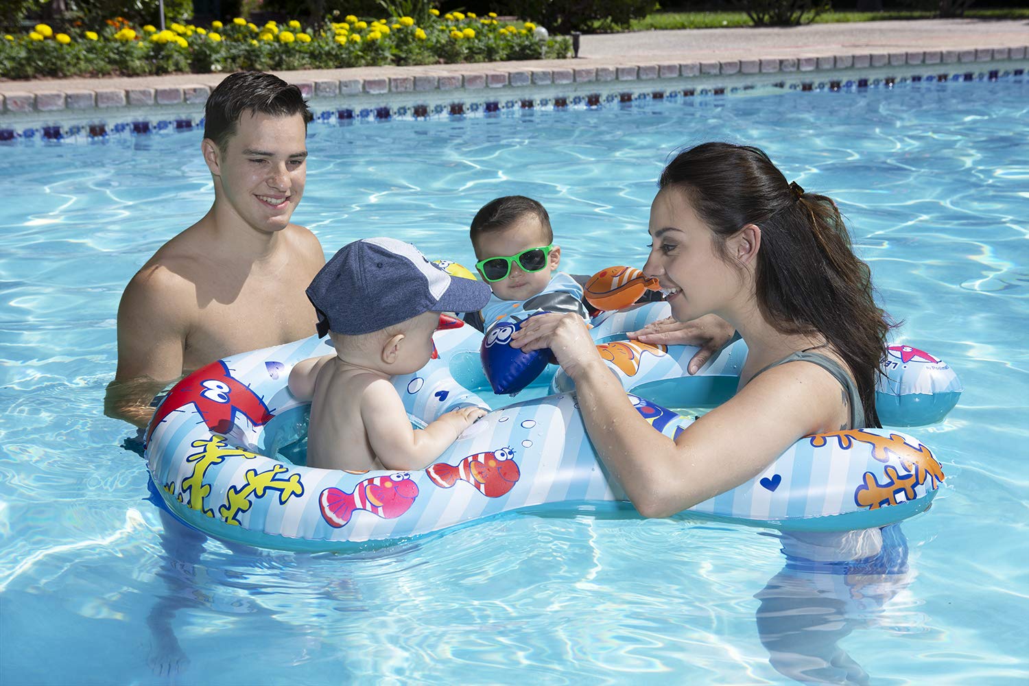 Tooth Pool Poolmaster Mommy & Us Swimming Pool Baby Rider, 2 Child, Multicolor ...
