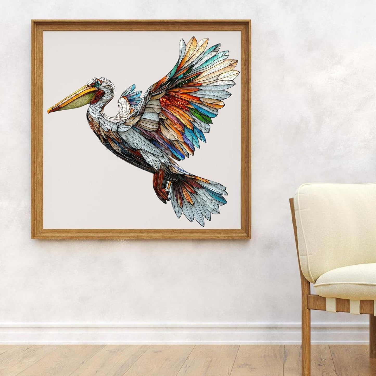 Qiuenisray Wooden Puzzles for mature-themeds  Pelican Jigsaw Puzzles  Unique Shape mature-themed Puzzles  Irregular Christmas Thanksgiving Gifts for Family Friend(13.8 * 13.7 in-200pcs)