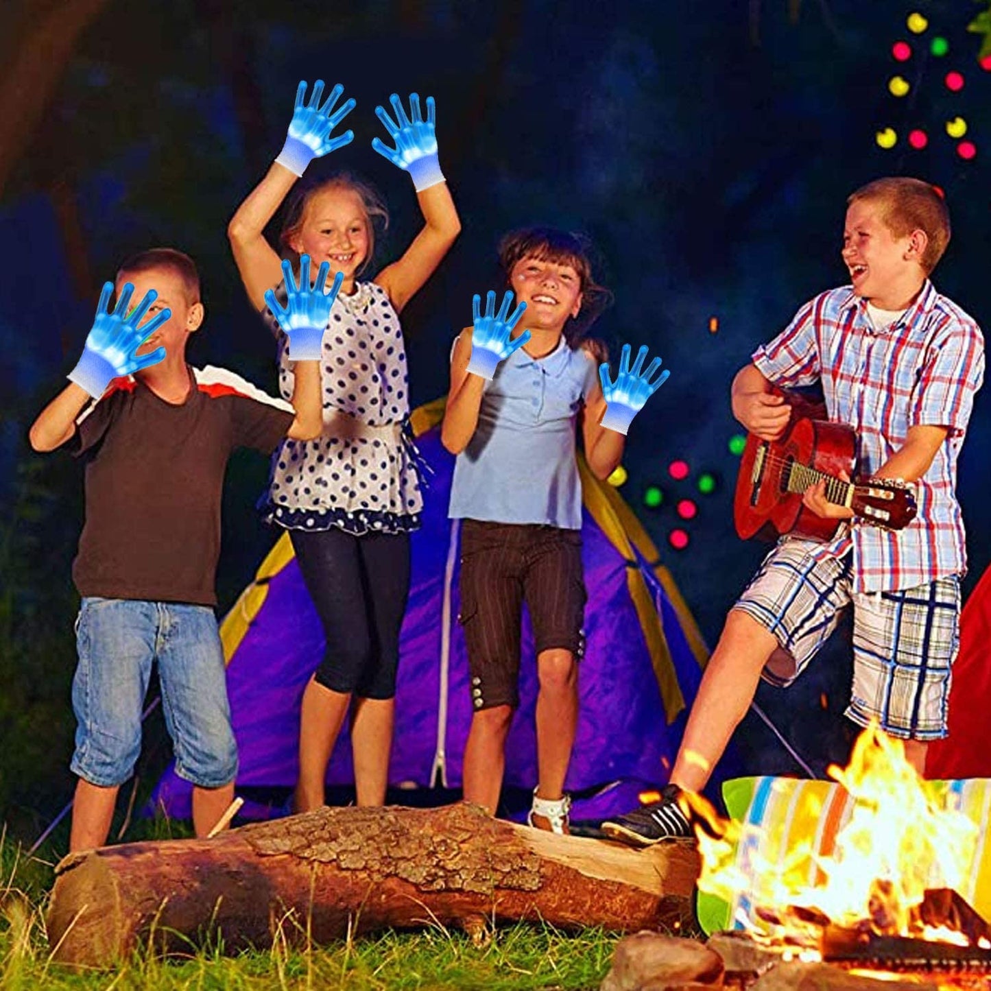 Uweidoit Led Gloves, Flash Finger Lights Gloves, 3 Colors 10 Modes Colorful Light Up Gloves Glowing Christmas Costume Clubbing Party Favors Toys For Boys Girls