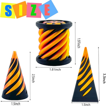 3 Packs Impossible Cone, Spiral Cone Fidget Toy 3D Printed Spiral Cone Toy, Pyramid Passthrough Sculpture, Mini Cones Pass Throu