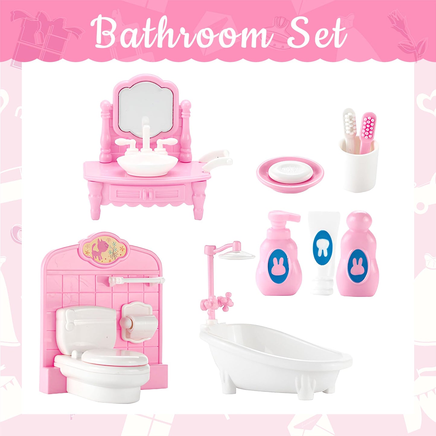 20 Pieces Doll House Furniture And Accessories Set Dollhouse Furniture Set Mini Dollhouse Furniture 1 12 Scale Bedroom Living Room Bathroom Furniture Accessories