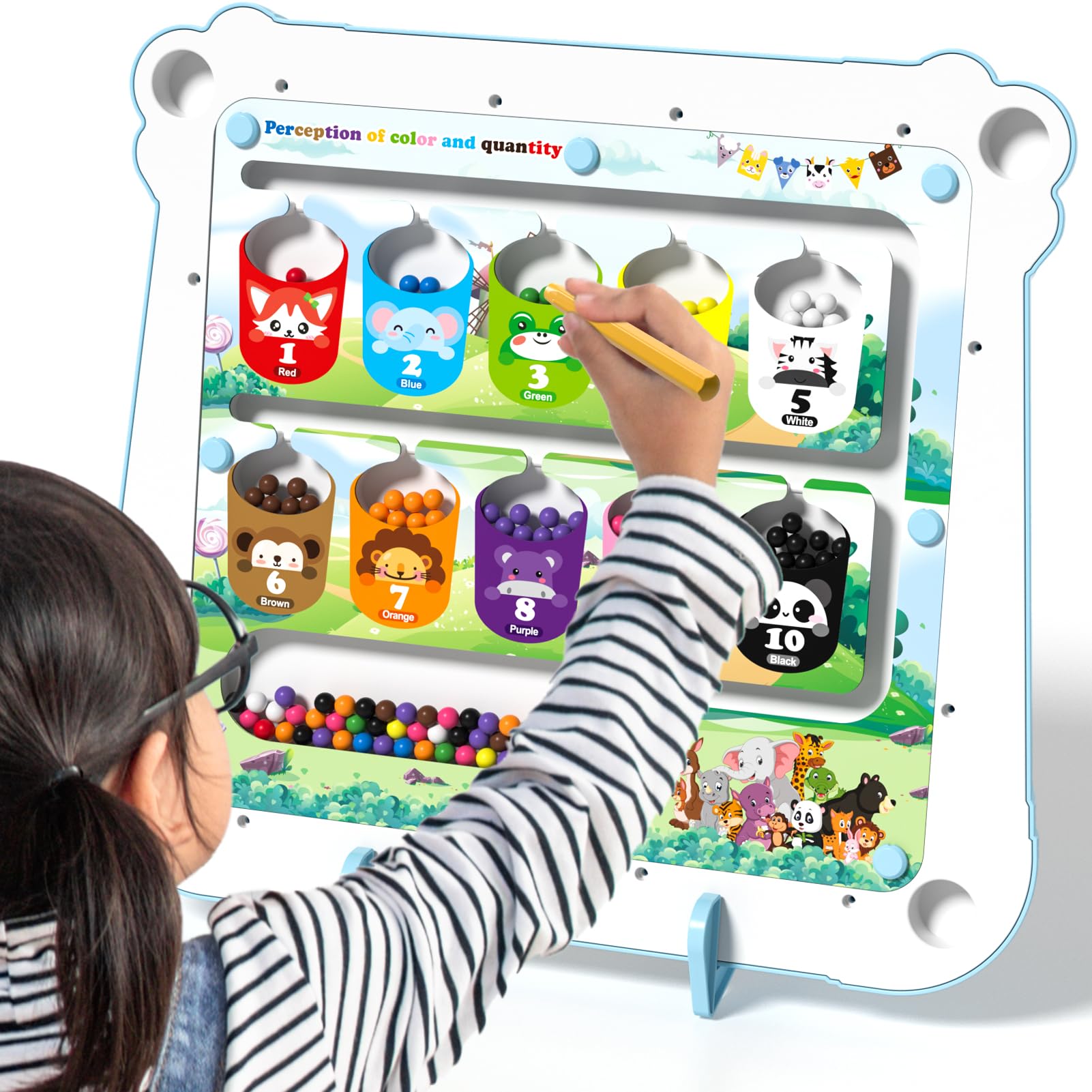 2-In-1 Large Magnetic Drawing Board For Toddlers Kids, Magnetic Color And Number Maze, Magnetic Dot Art Board For Kids, Montesso
